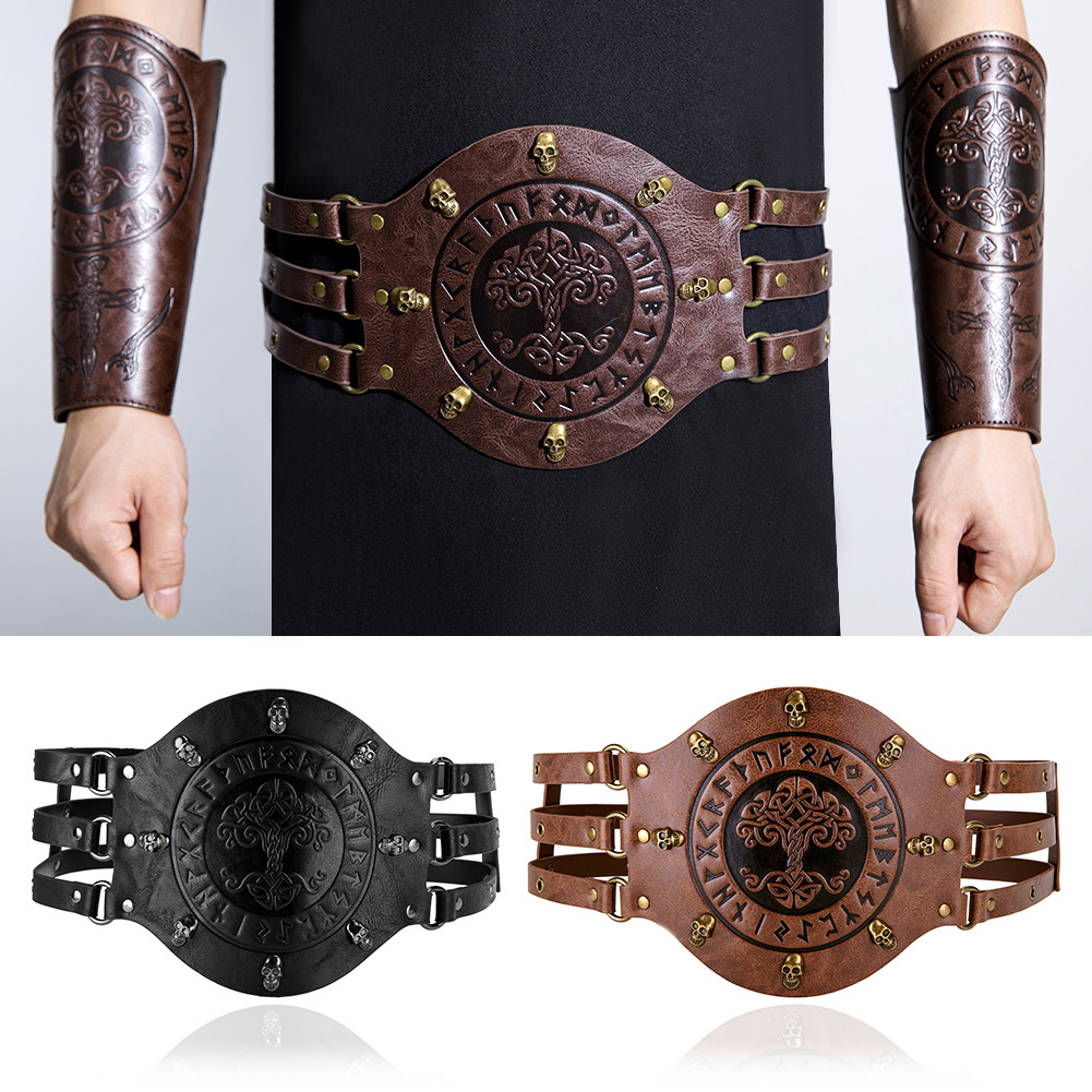 Leatherwork Belt - Cintura larga medievale, costume da vichingo