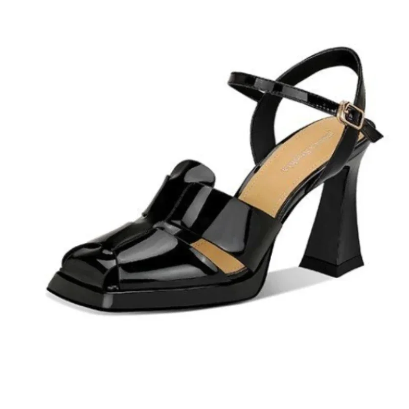 Leather Work Heels - Sandali con tacco alto da donna