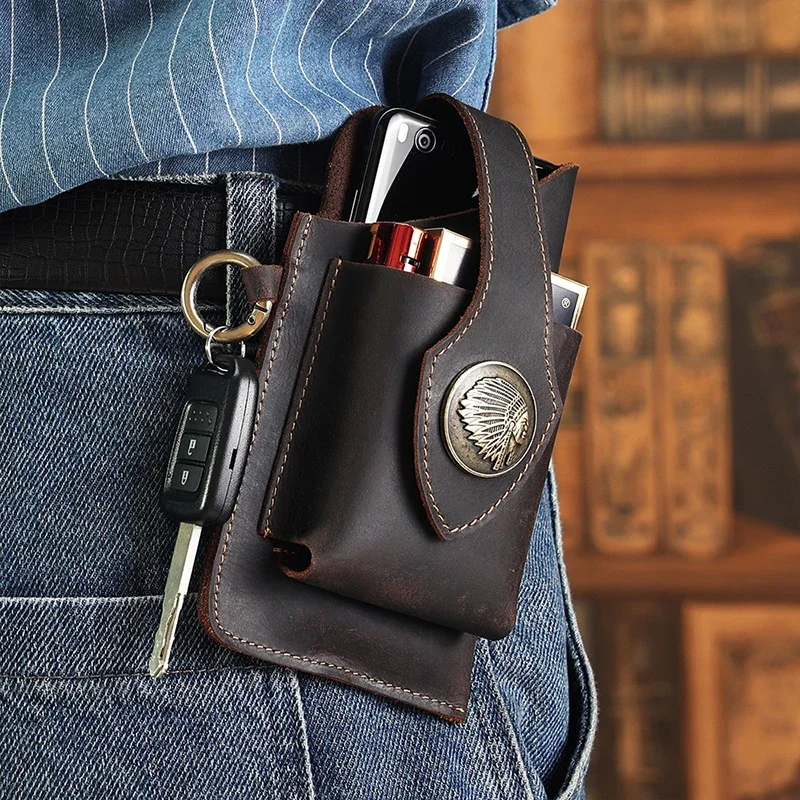 Leatherwork Belt - Marsupio da uomo in vera pelle
